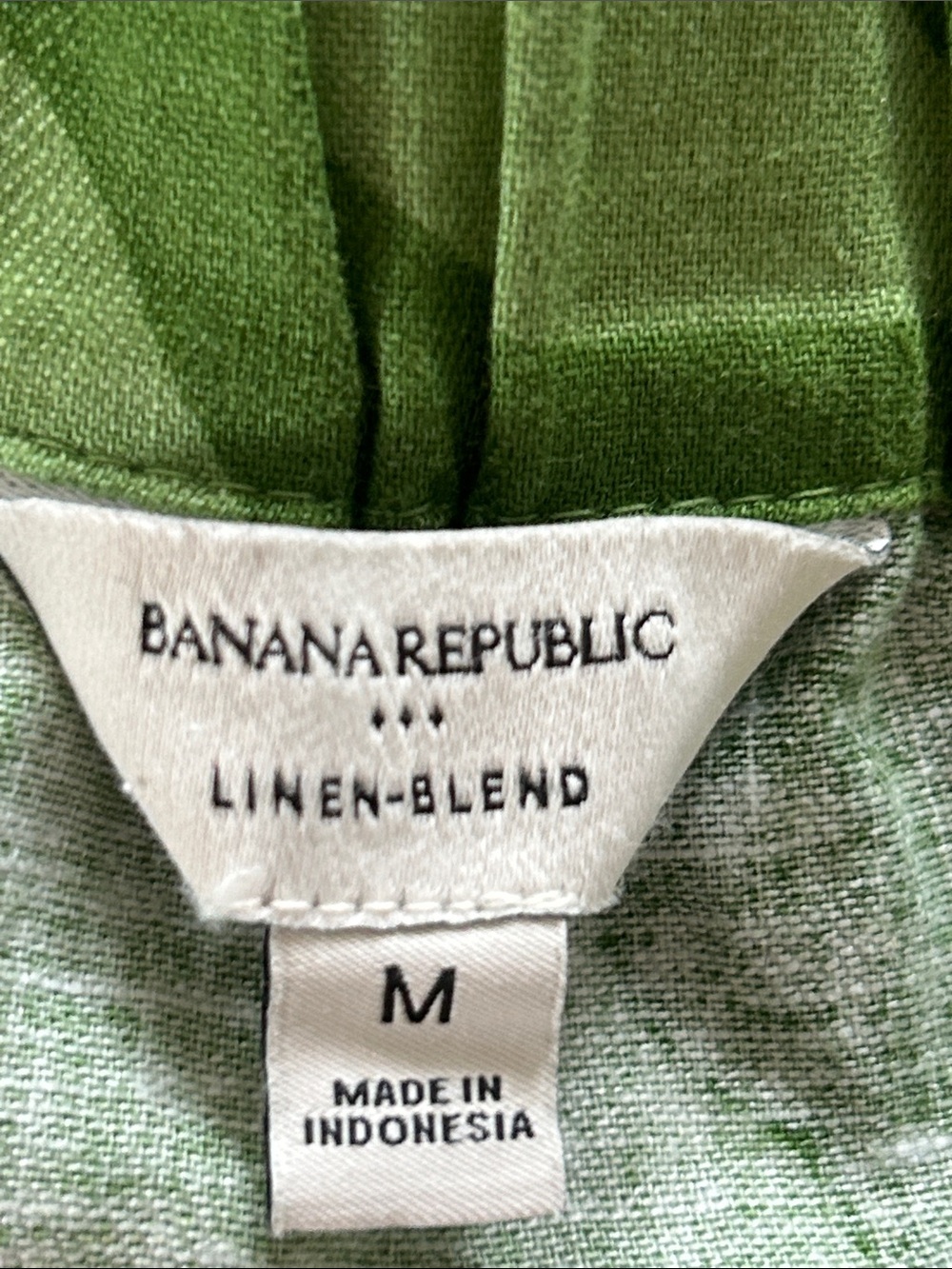 Banana Republic Crop Top Sz M w MEASUREMENTS Green Leaf Print Linen Adj. Straps - Picture 4 of 12